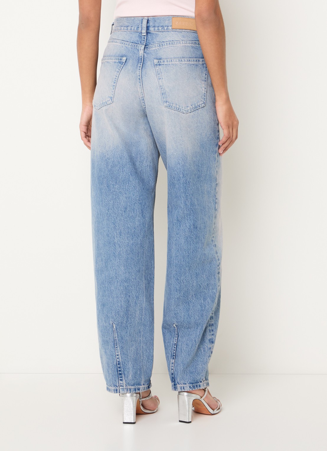 Sandro High waist balloon fit jeans met lichte wassing - achterkant 3 indigo