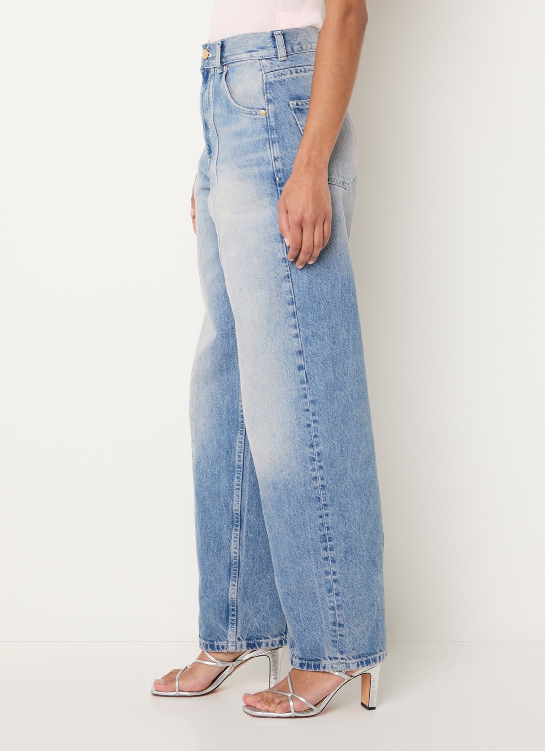 Sandro High waist balloon fit jeans met lichte wassing - detail 5 indigo