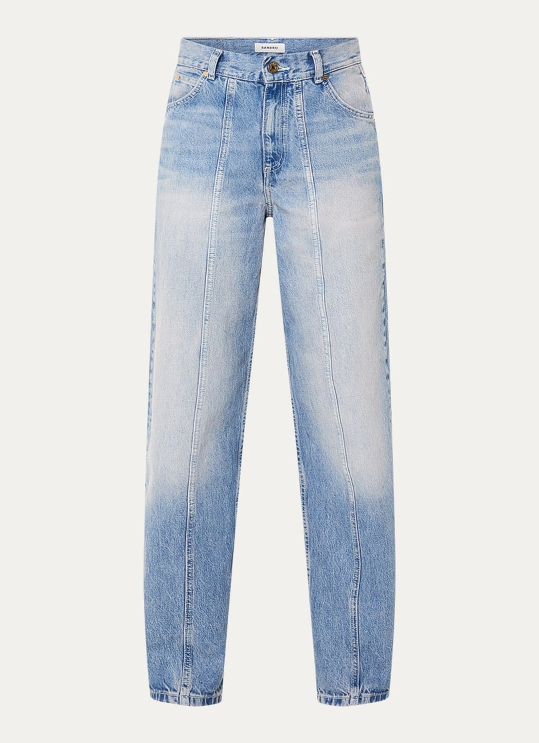 Sandro High waist balloon fit jeans met lichte wassing - voorkant indigo