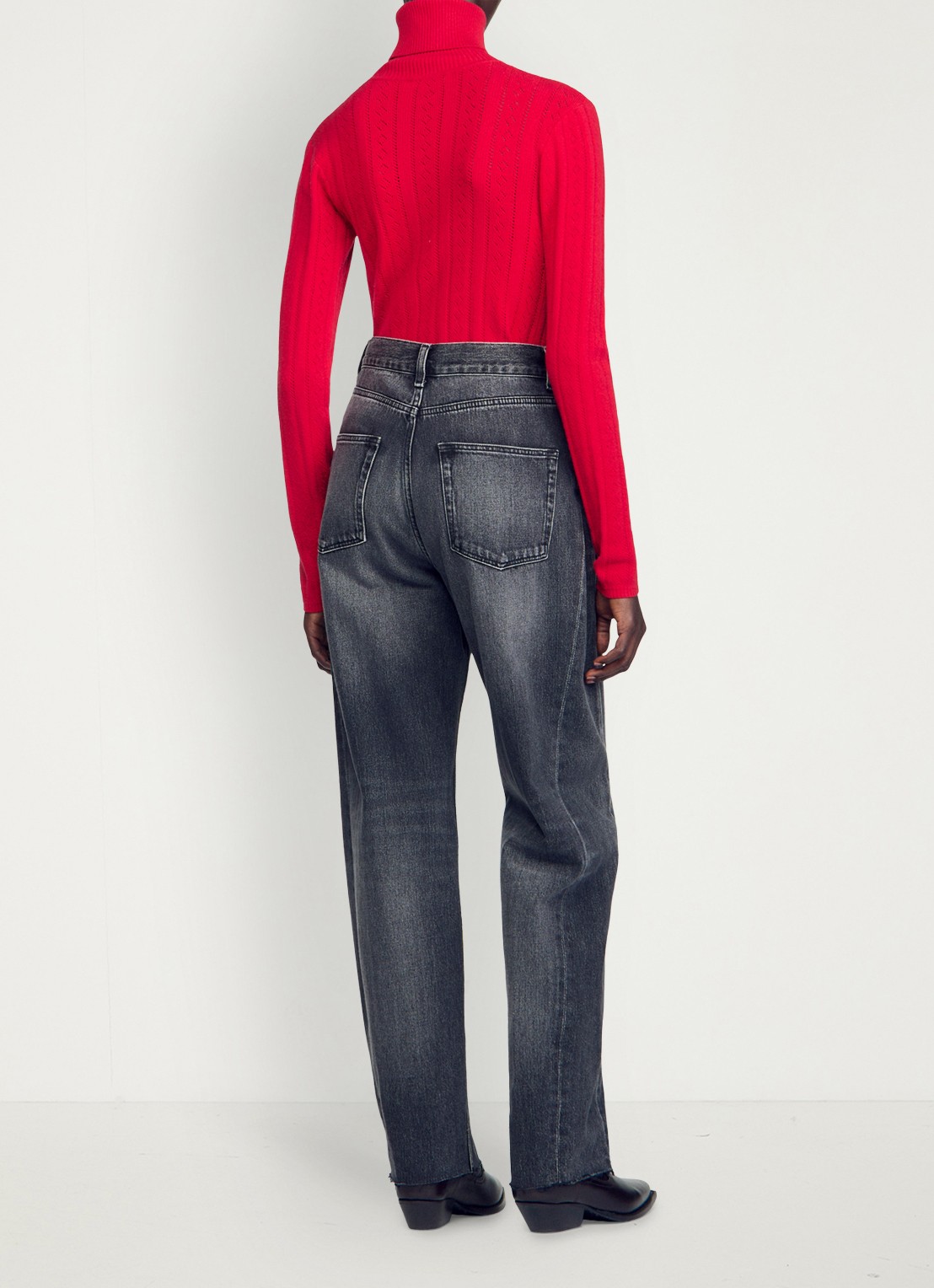 Sandro High waist balloon fit jeans met steekzakken - achterkant 6 donkergrijs