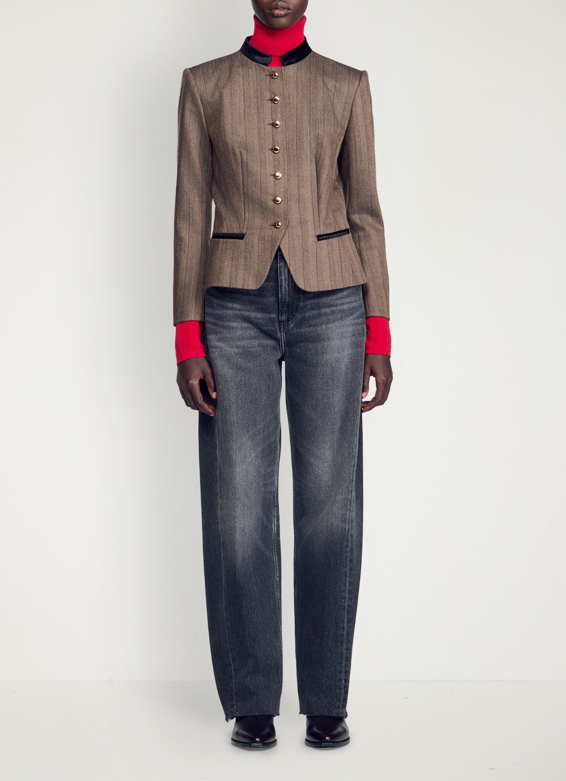 Sandro High waist balloon fit jeans met steekzakken - detail 4 donkergrijs