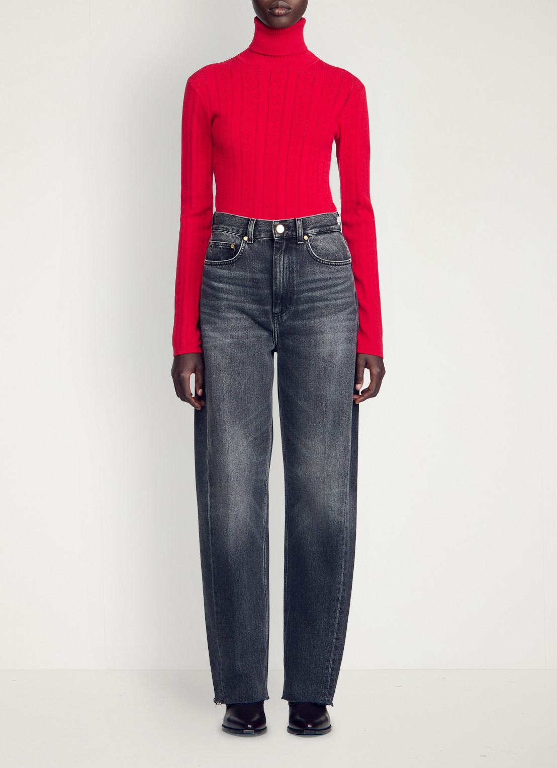 Sandro High waist balloon fit jeans met steekzakken - voorkant 2 donkergrijs