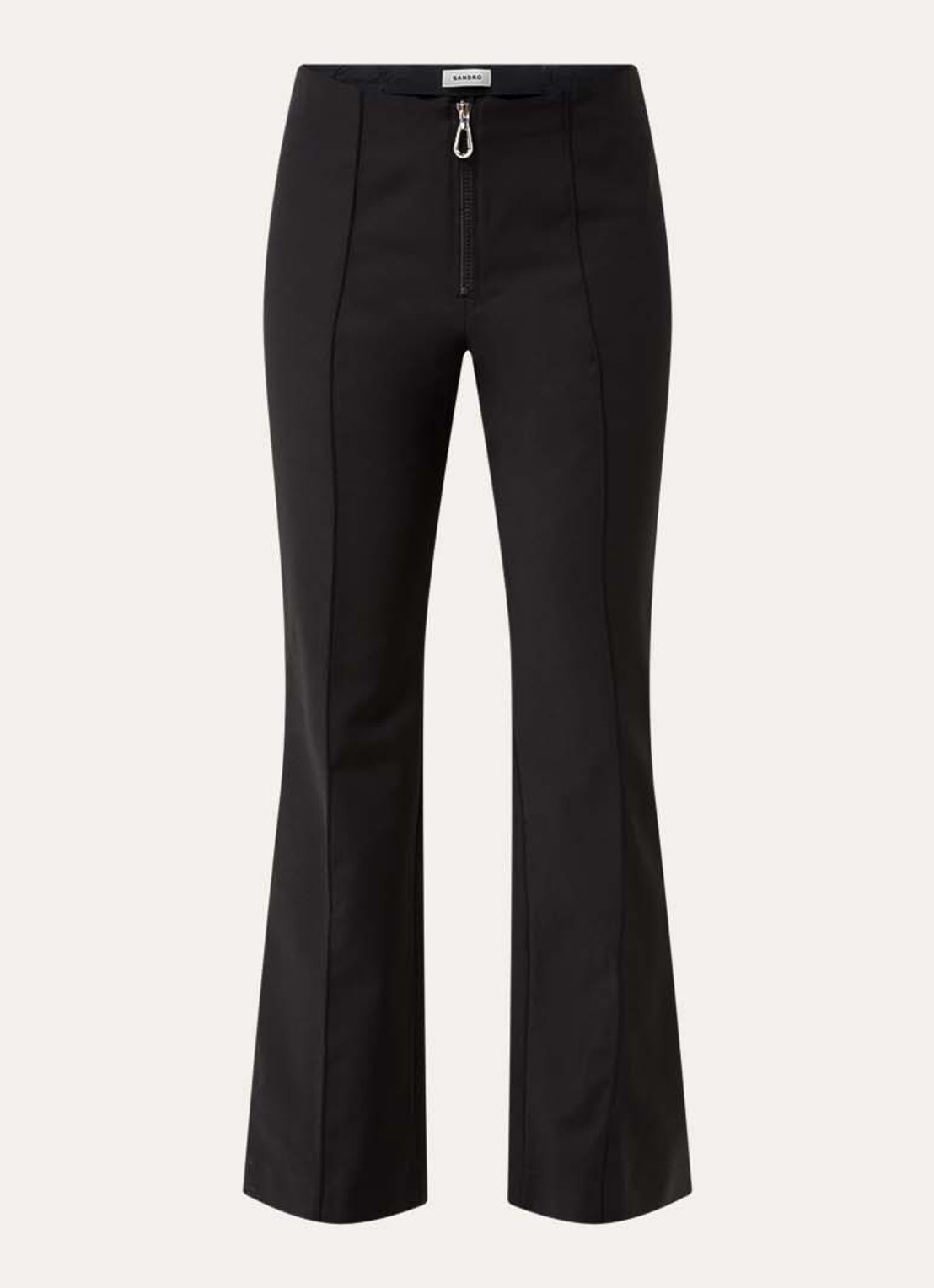 Sandro High waist cropped flared pantalon met persplooi - voorkant 2 zwart