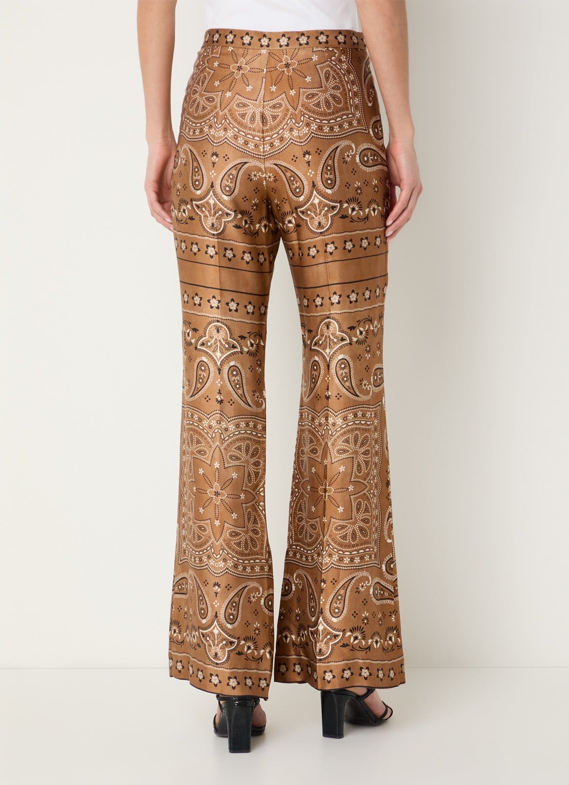 Sandro High waist flared broek met print - achterkant 4 bruin