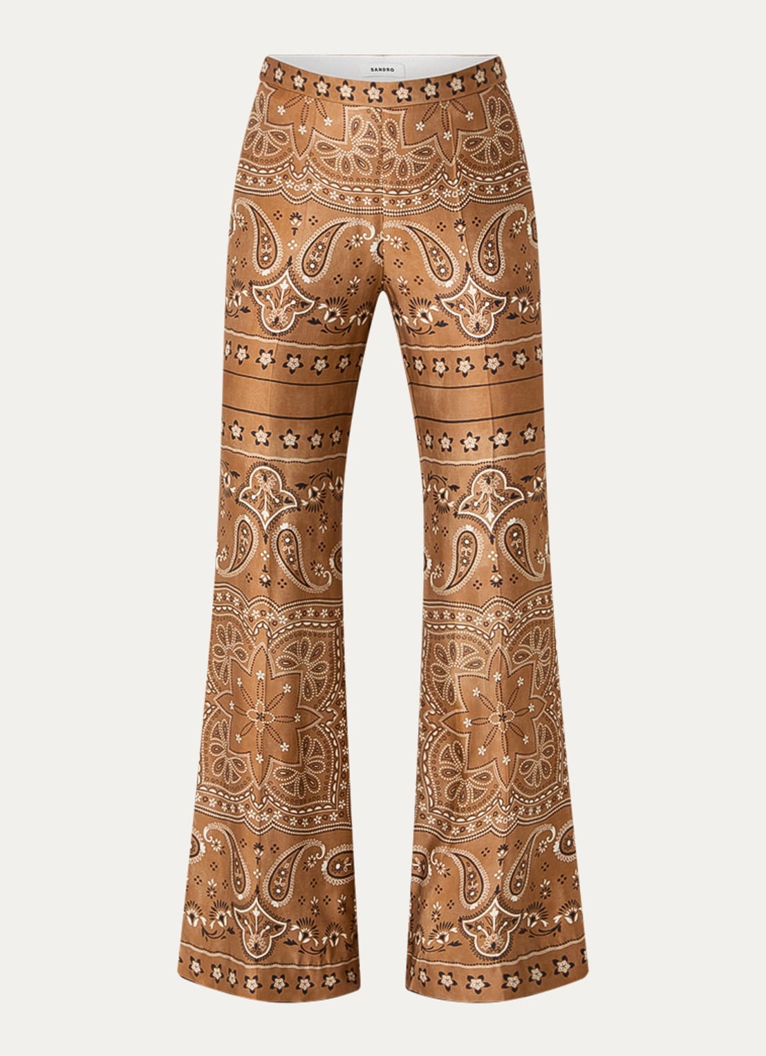 Sandro High waist flared broek met print - voorkant 2 bruin