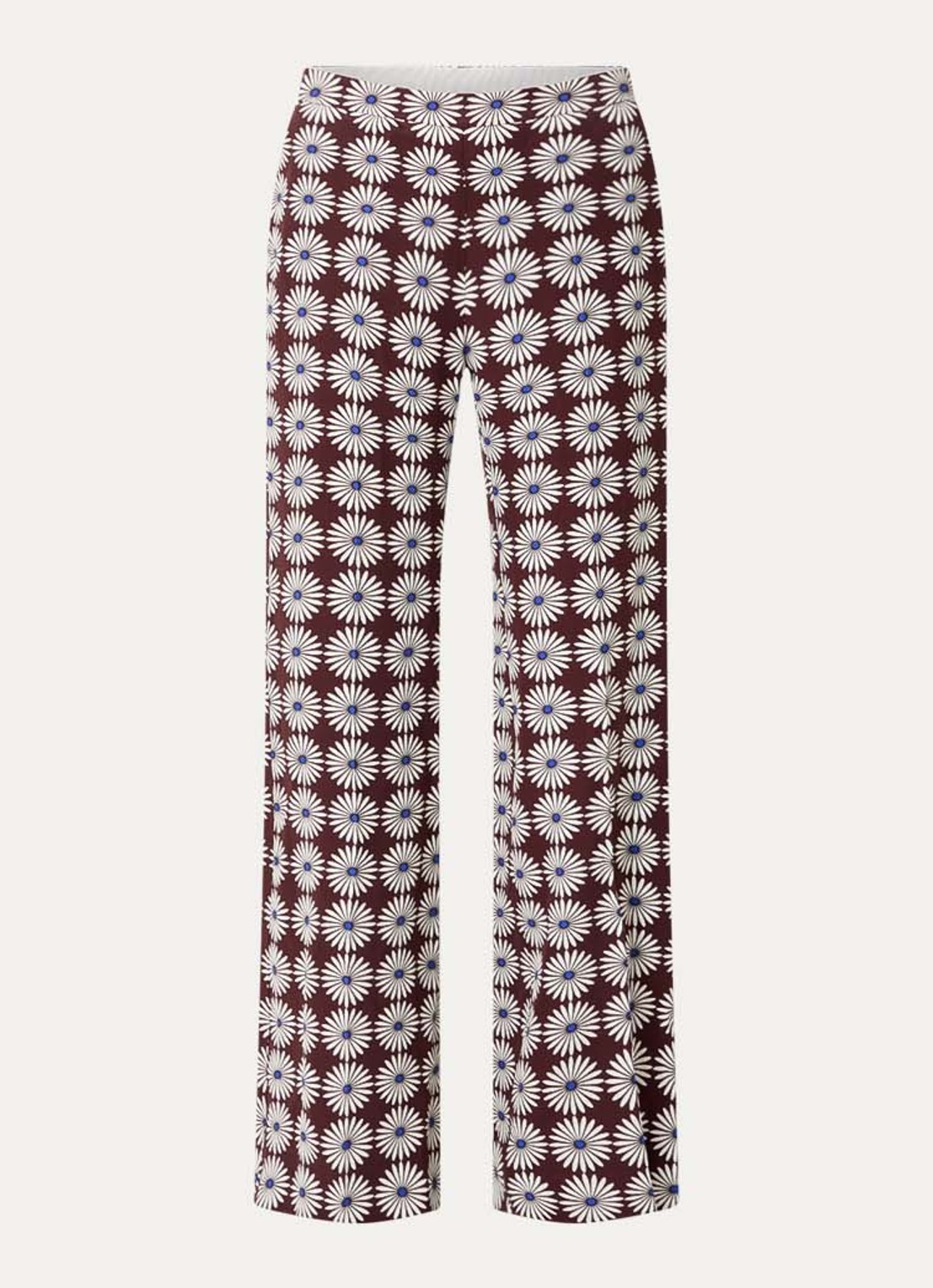 Sandro High waist flared fit pantalon met bloemenprint - voorkant 2 bruin