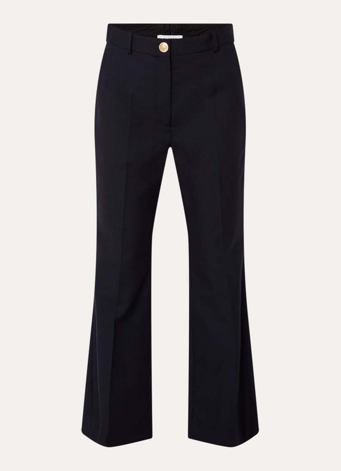 Sandro High waist flared fit pantalon van scheerwol met steekzakken - voorkant 3 donkerblauw
