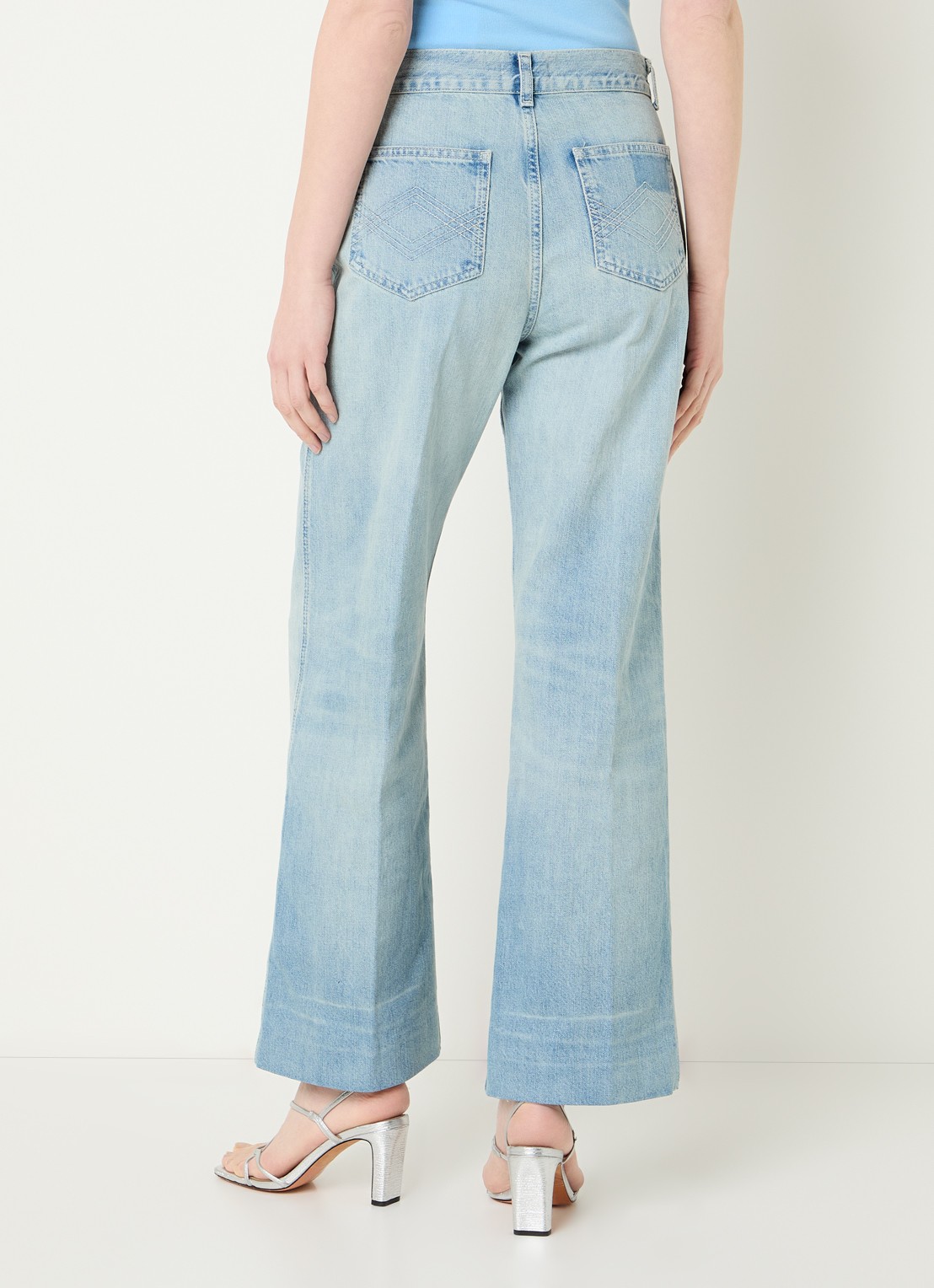 Sandro High waist flared jeans met lichte wassing - achterkant 4 indigo