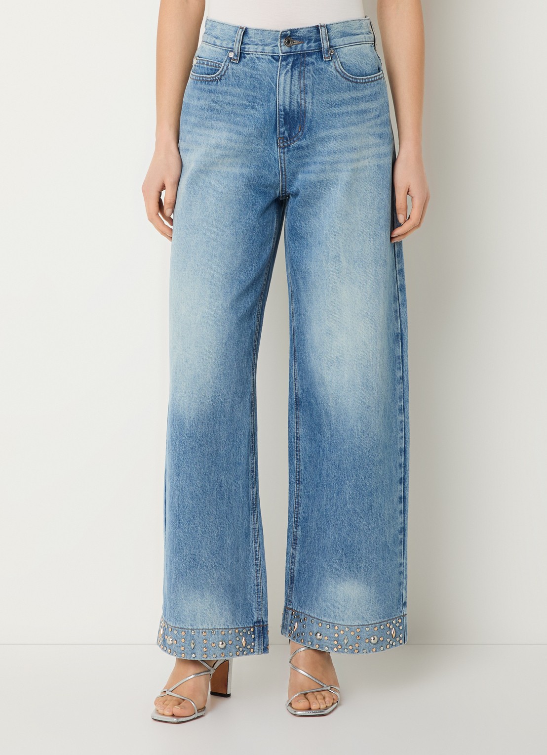 Sandro High waist loose fit jeans met lichte wassing - detail 4 indigo