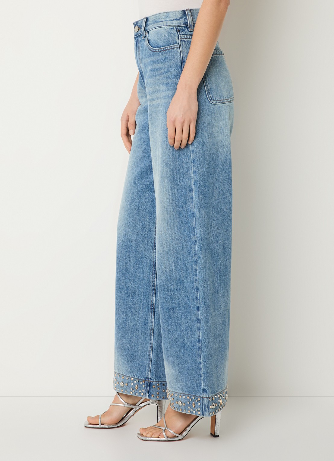 Sandro High waist loose fit jeans met lichte wassing - detail 5 indigo