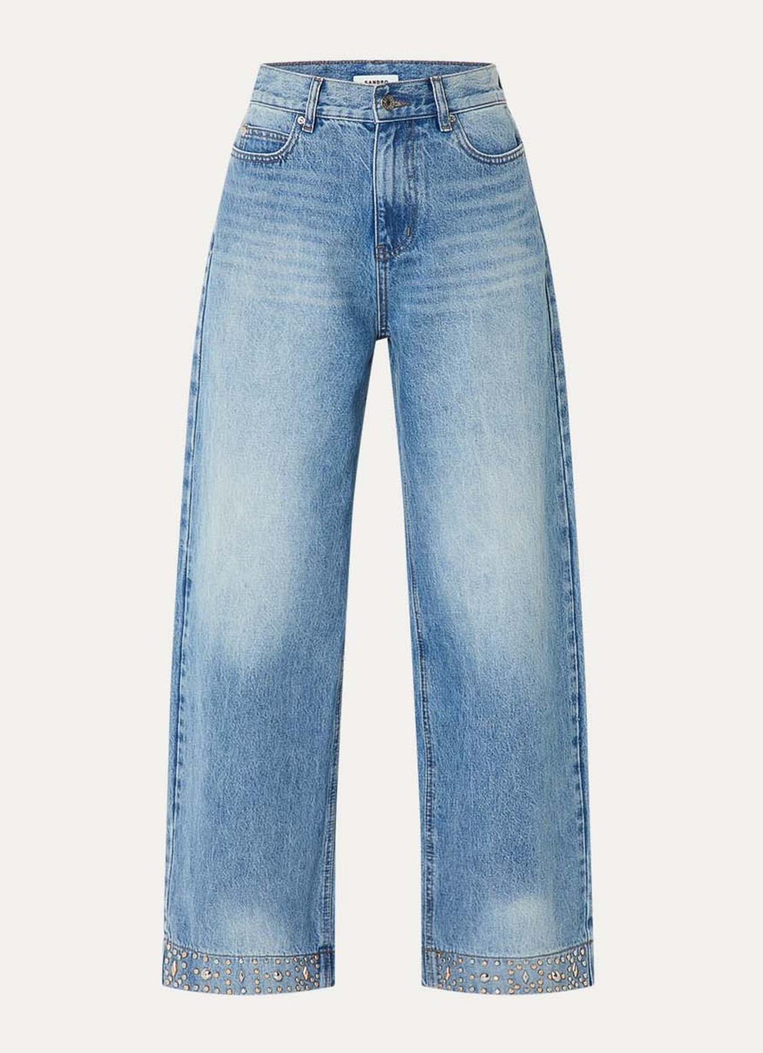 Sandro High waist loose fit jeans met lichte wassing - voorkant 2 indigo