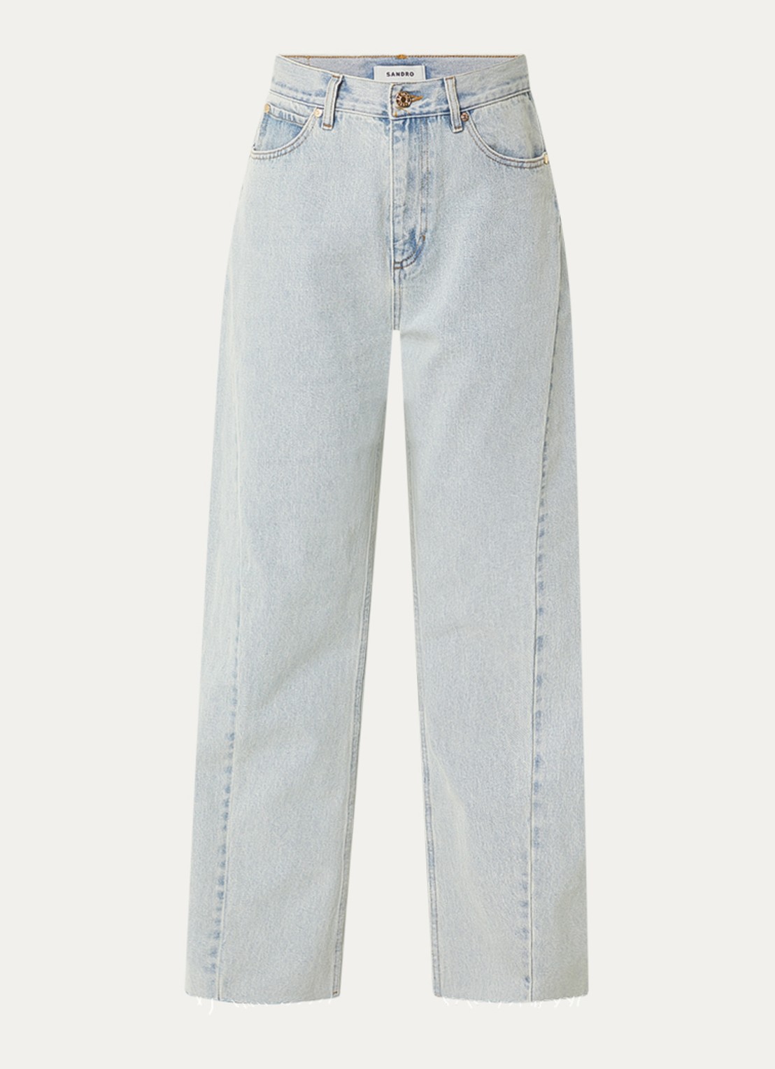 Sandro High waist loose fit jeans met lichte wassing - voorkant 2 indigo