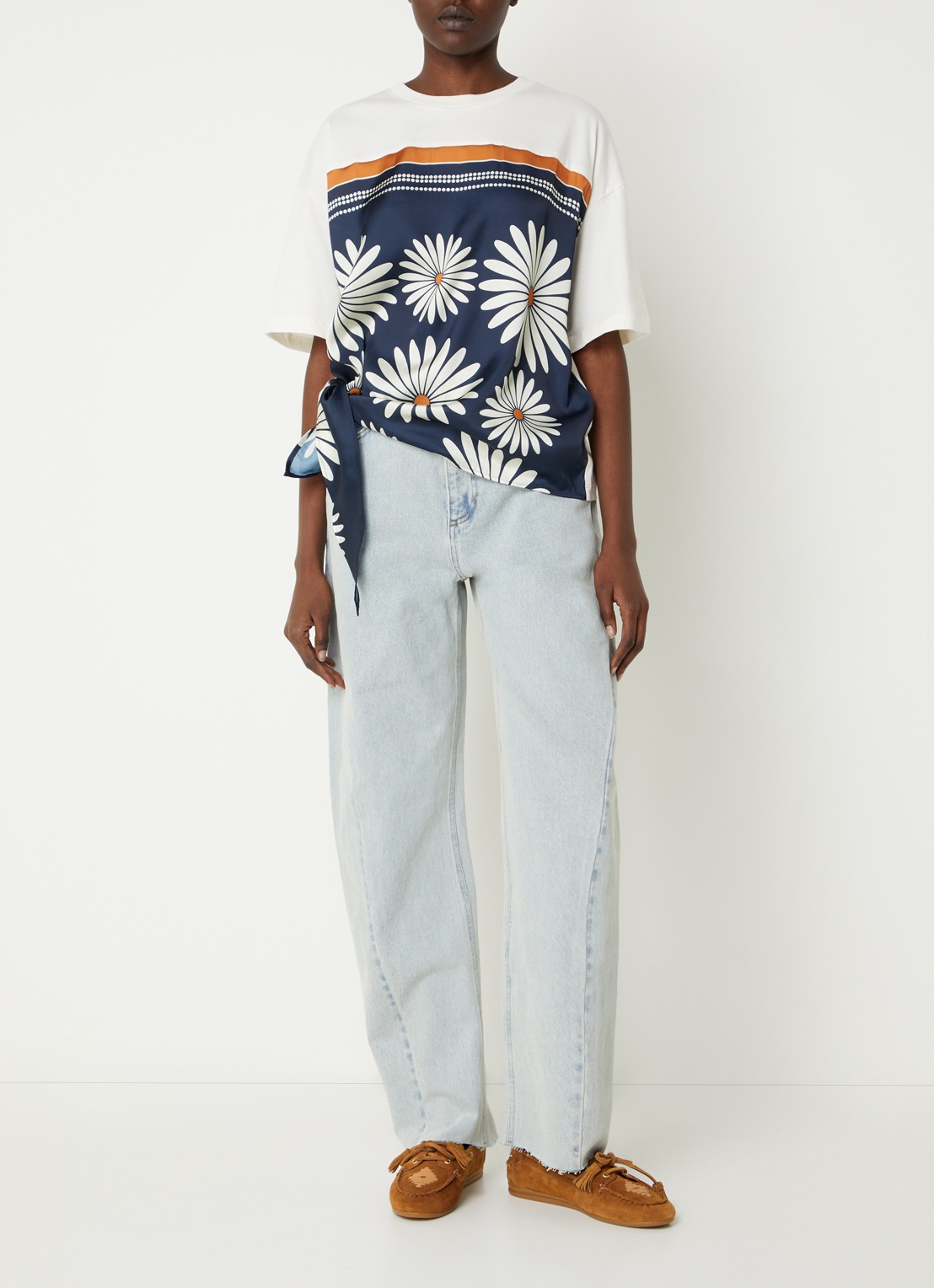 Sandro High waist loose fit jeans met lichte wassing - voorkant 3 indigo