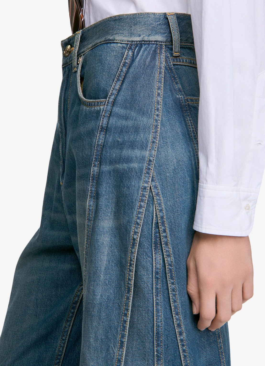 Sandro High waist loose fit jeans met medium wassing - detail 4 denim