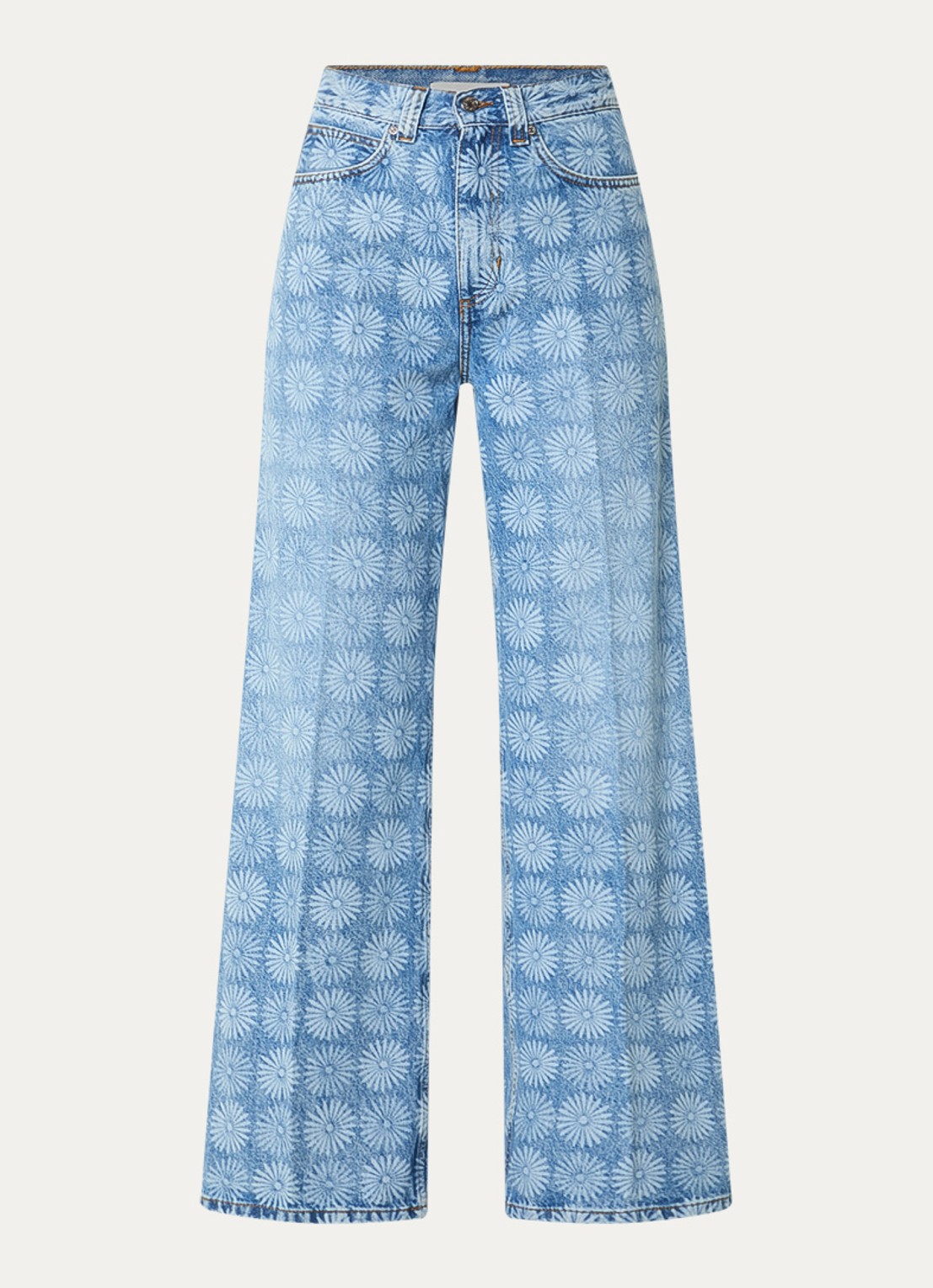 Sandro High waist loose fit jeans met print - voorkant 2 indigo