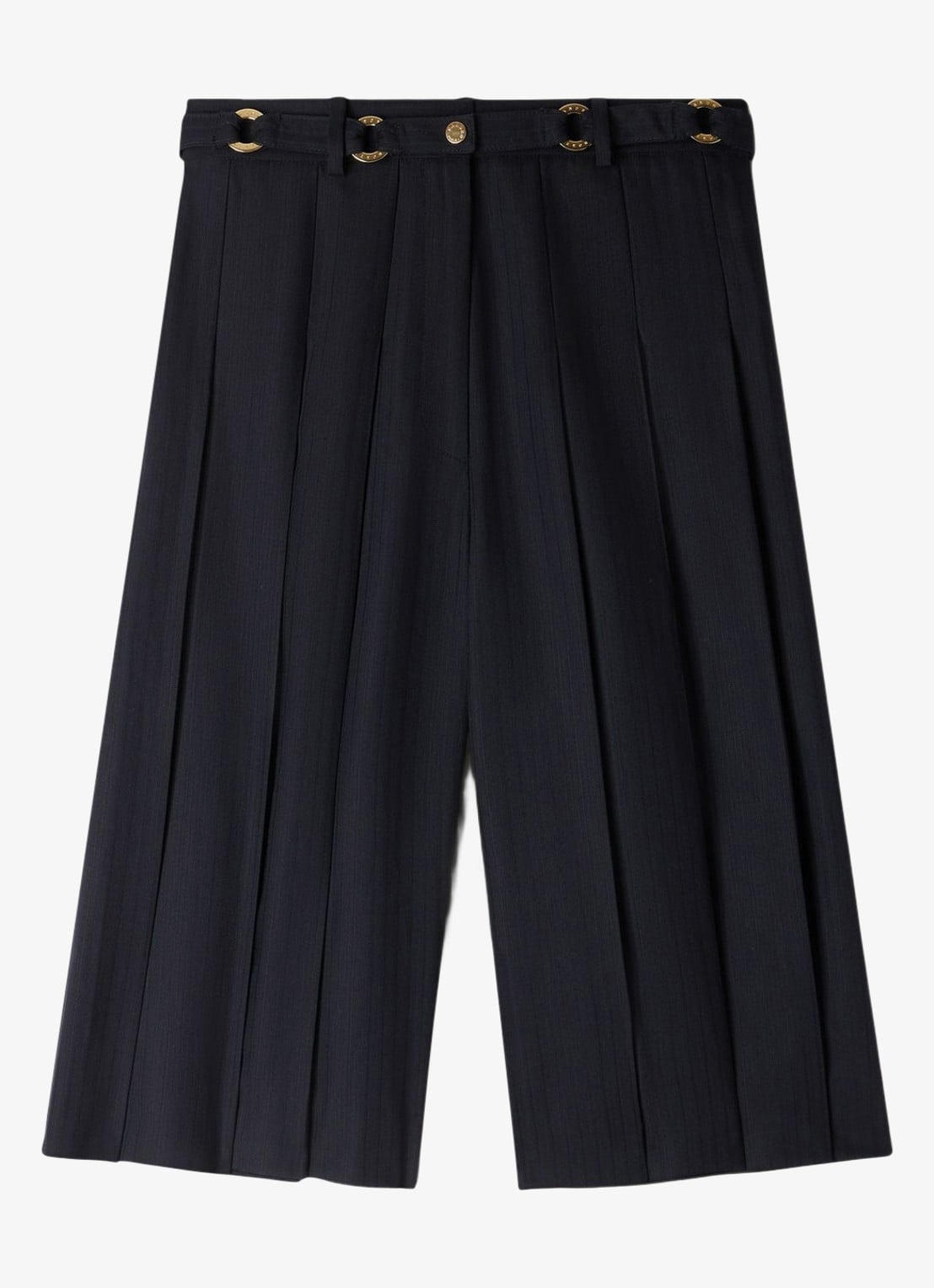 Sandro High waist loose fit korte broek met plooien en afneembare riem - voorkant 6 blauw