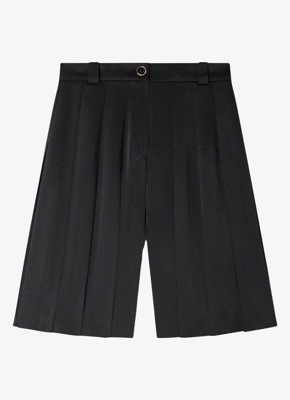 Sandro High waist loose fit korte broek met plooien - voorkant 2 black / zwart