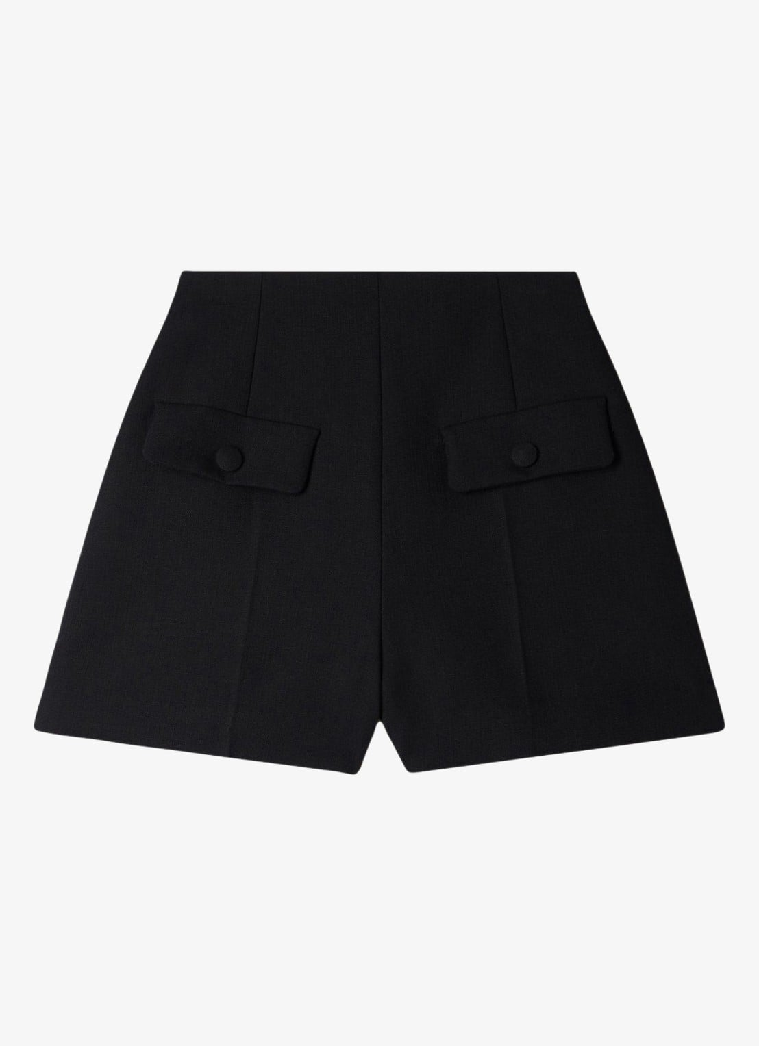Sandro High waist loose fit korte broek van wol - voorkant 5 zwart