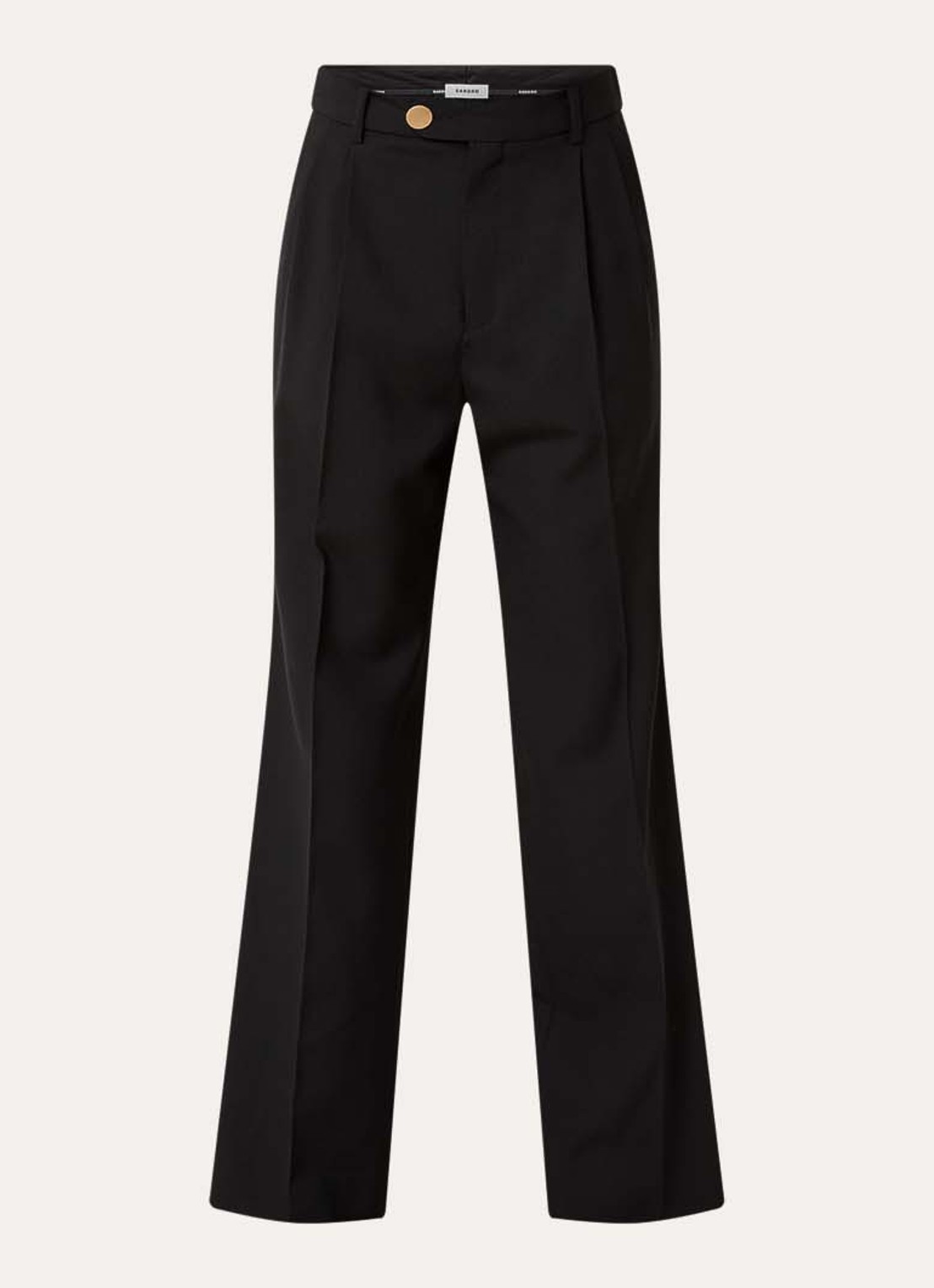 Sandro High waist loose fit pantalon van wol met persplooi - voorkant 3 zwart