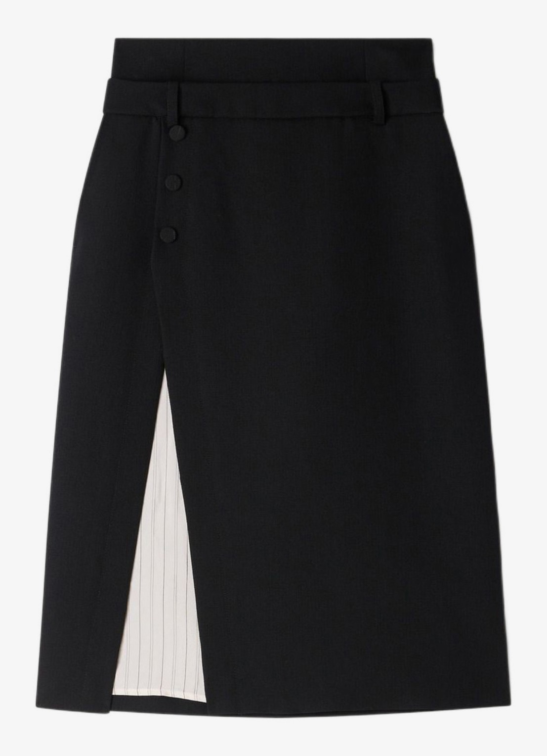 Sandro High waist midi rok van wol met split - voorkant zwart