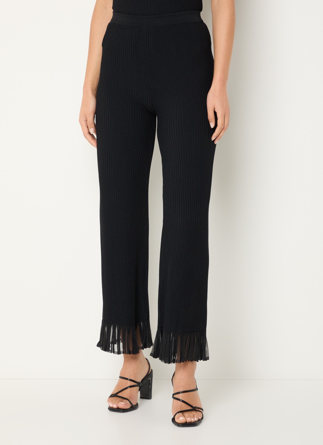 Sandro High waist straight fit broek met franjes - detail 4 zwart