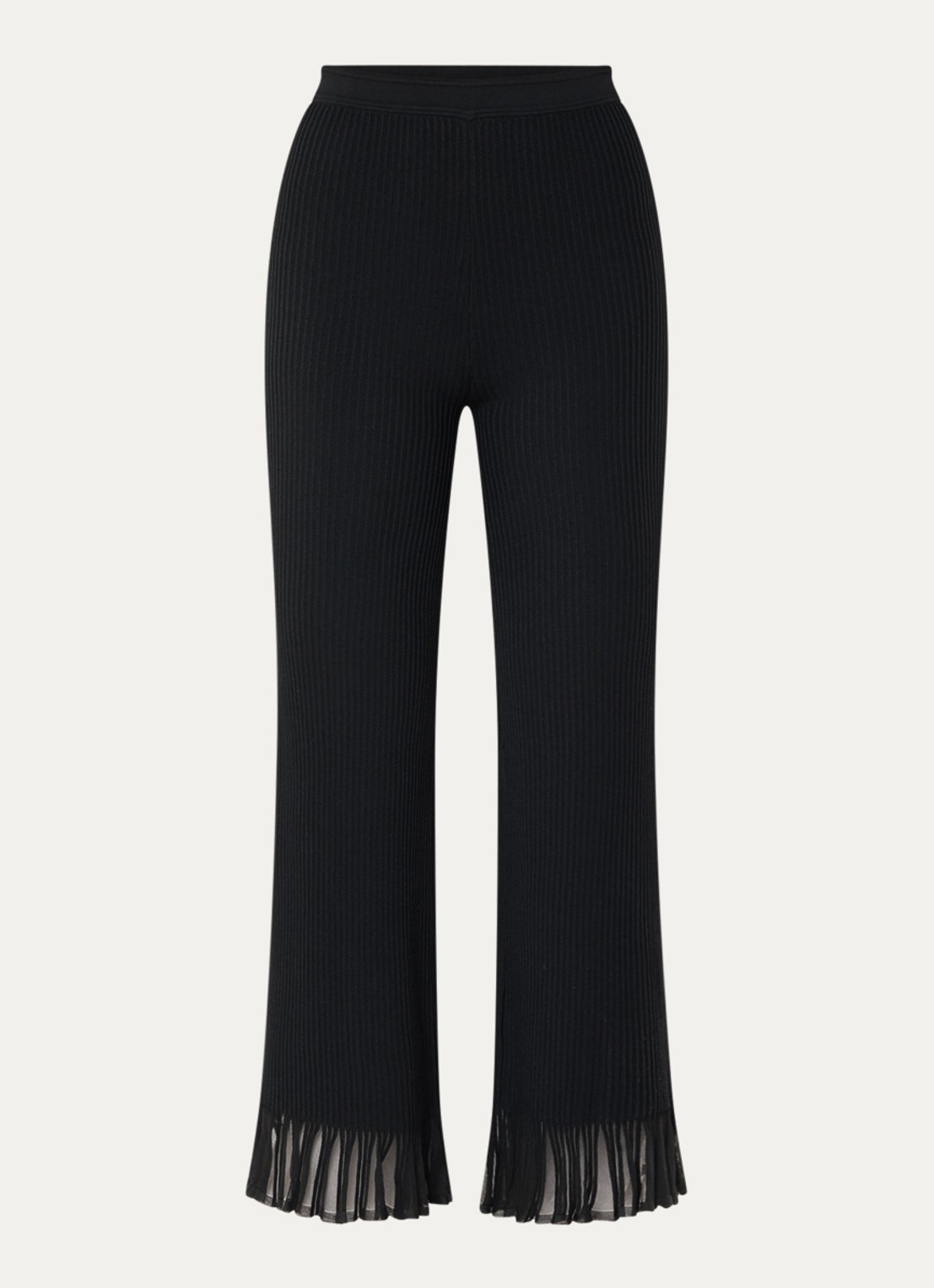 Sandro High waist straight fit broek met franjes - voorkant 2 zwart