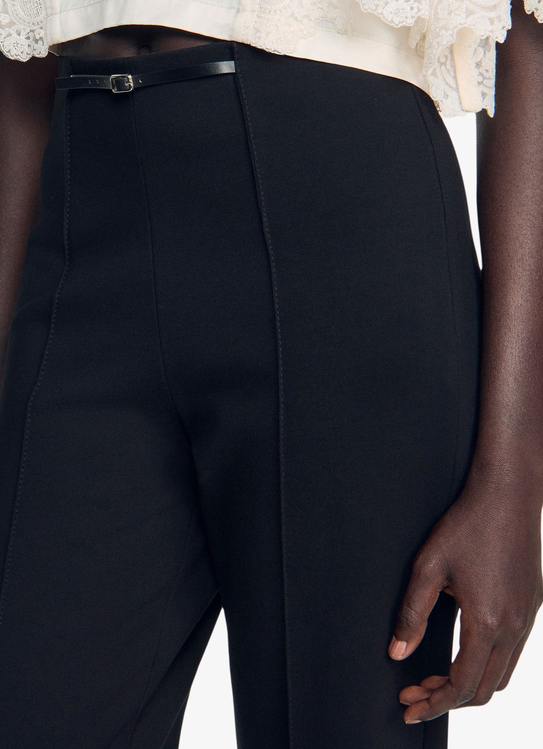 Sandro High waist straight fit broek met ritszakken - detail 4 zwart