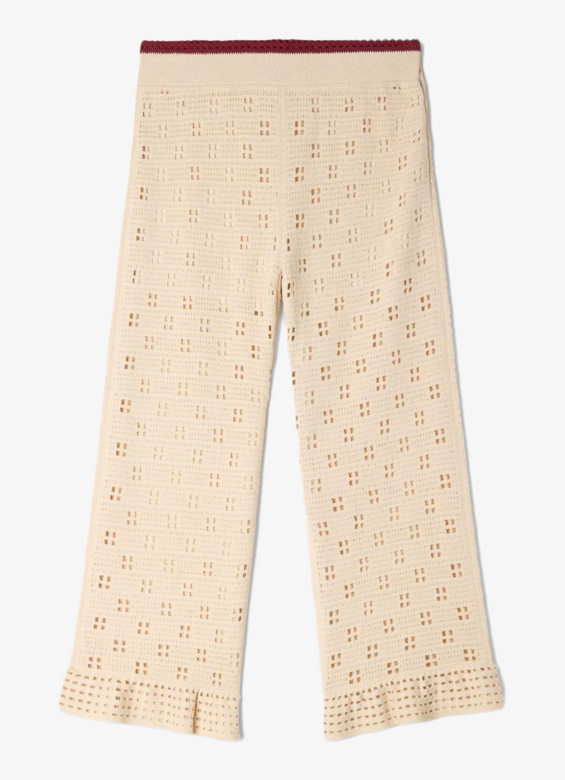 Sandro High waist straight fit broek van crochet - voorkant 6 beige