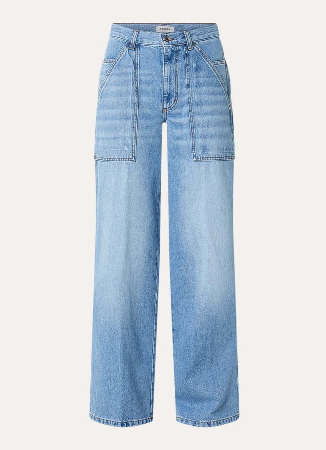 Sandro High waist straight fit jeans met lichte wassing - voorkant 3 indigo
