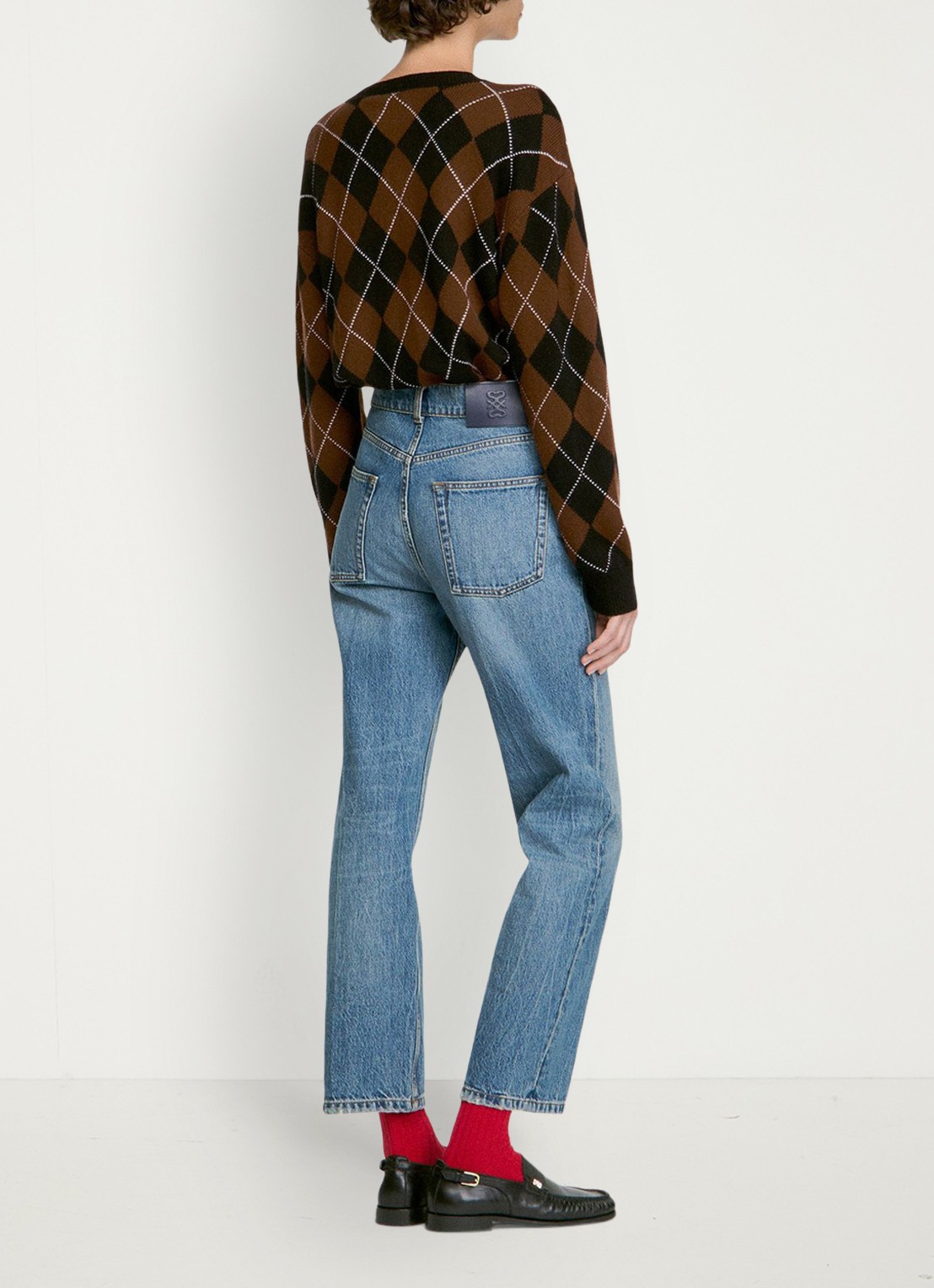 Sandro High waist straight fit jeans met lichte wassing - achterkant denim