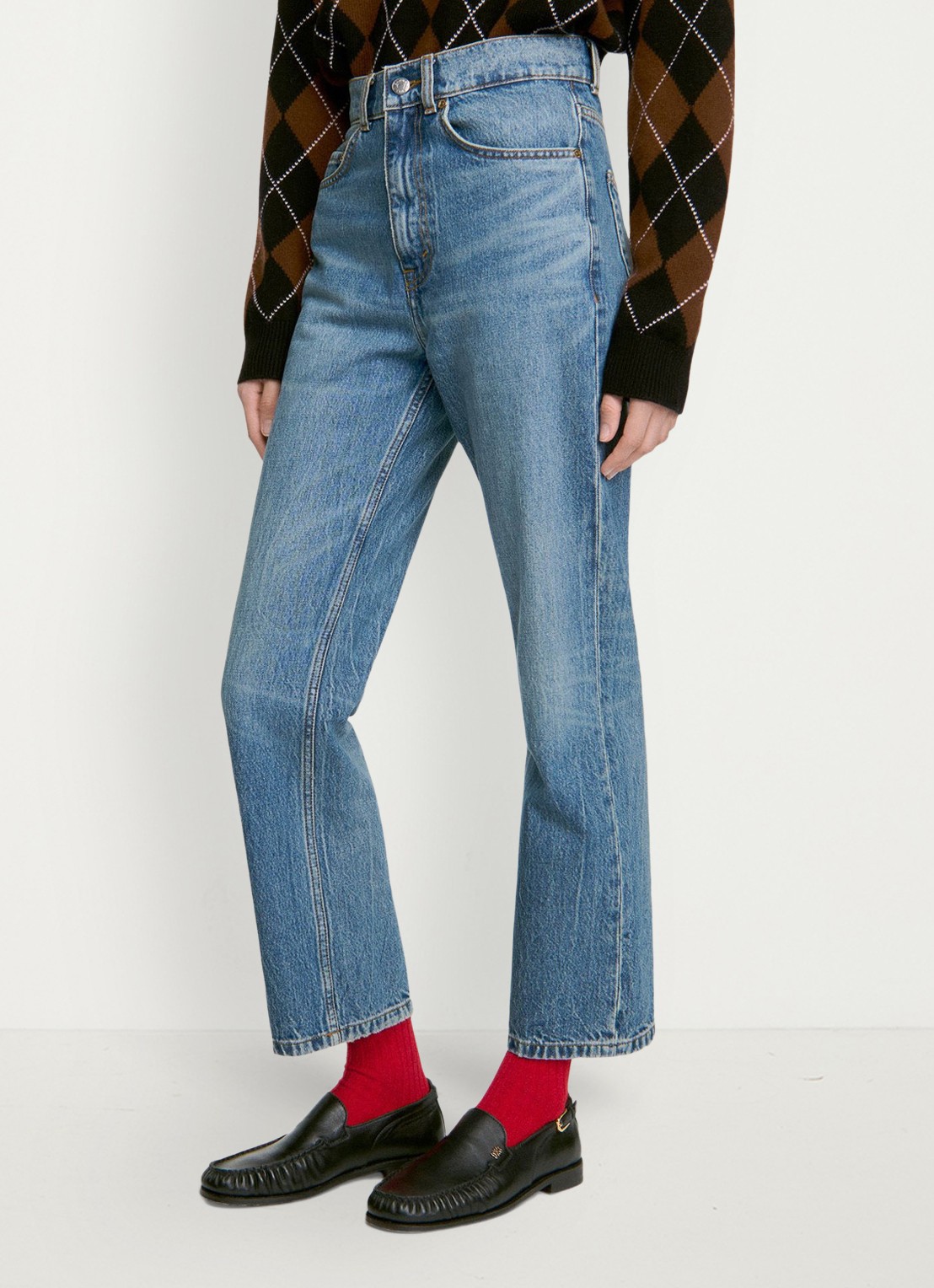 Sandro High waist straight fit jeans met lichte wassing - detail 4 denim