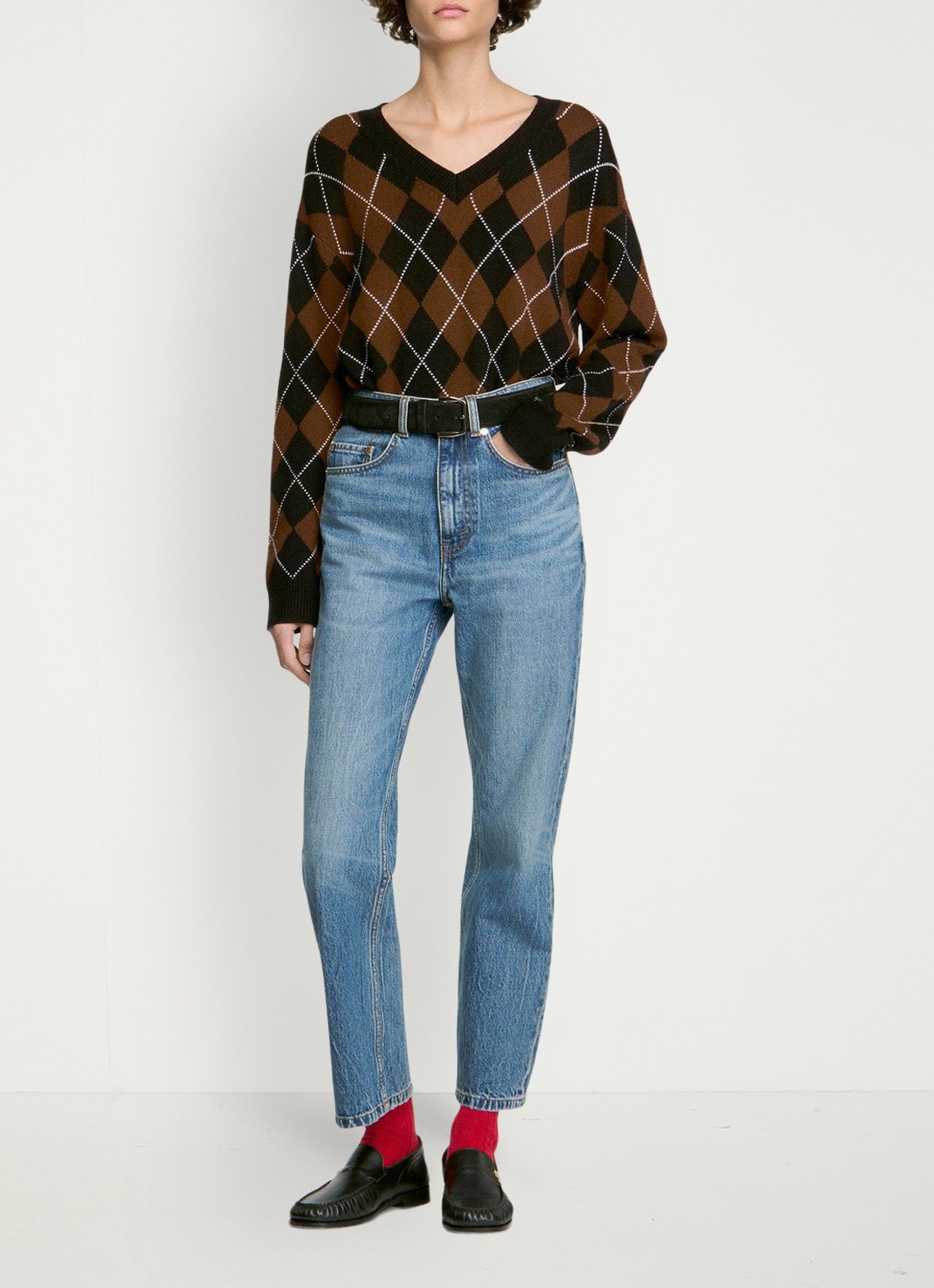 Sandro High waist straight fit jeans met lichte wassing - detail 5 denim