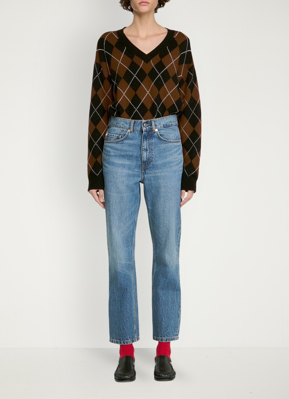Sandro High waist straight fit jeans met lichte wassing - voorkant 3 denim