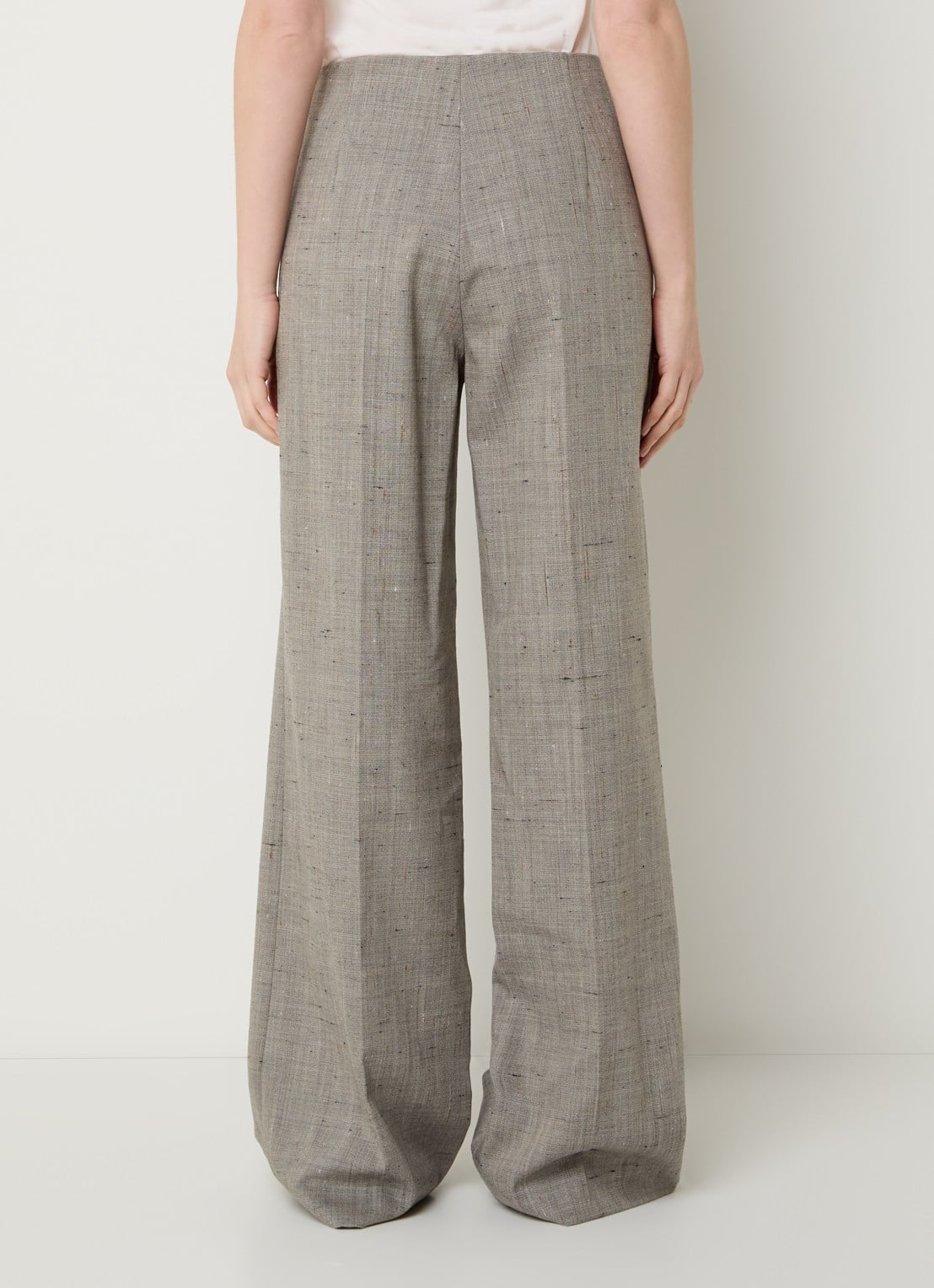 Sandro High waist straight fit pantalon in wolblend - achterkant beige