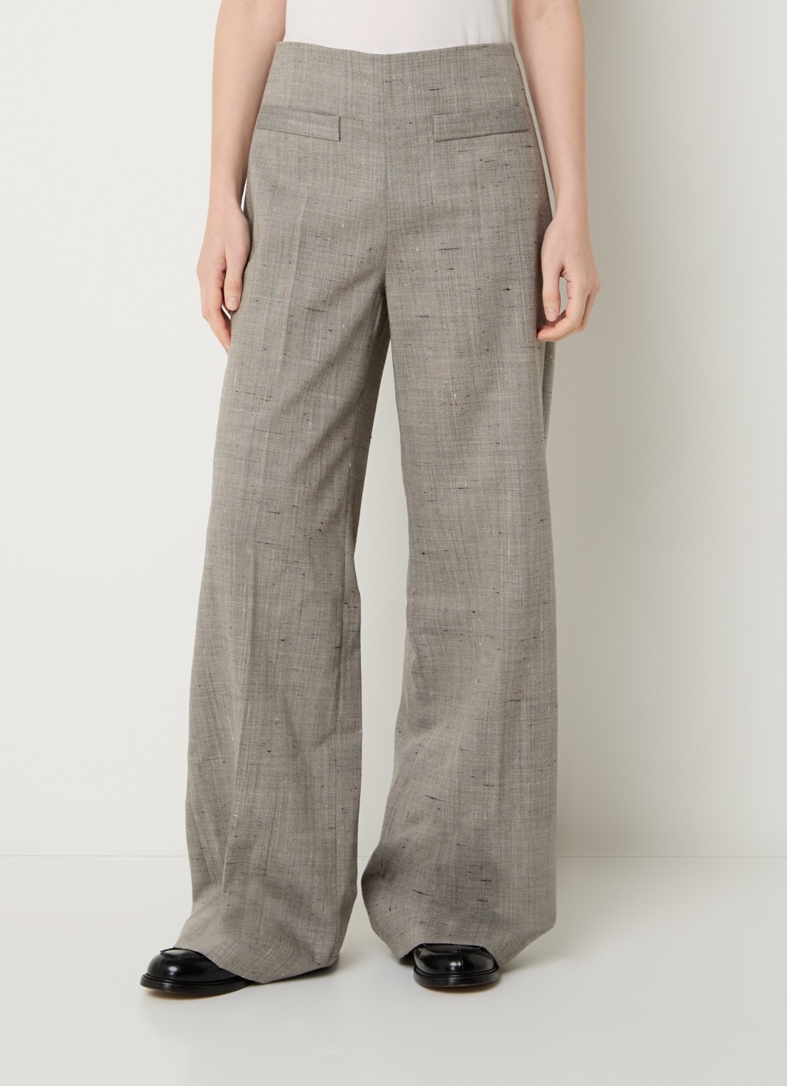 Sandro High waist straight fit pantalon in wolblend - detail 2 beige