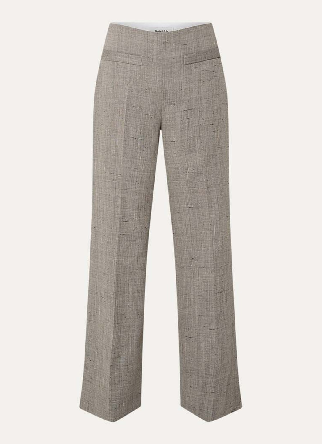 Sandro High waist straight fit pantalon in wolblend - voorkant 3 beige