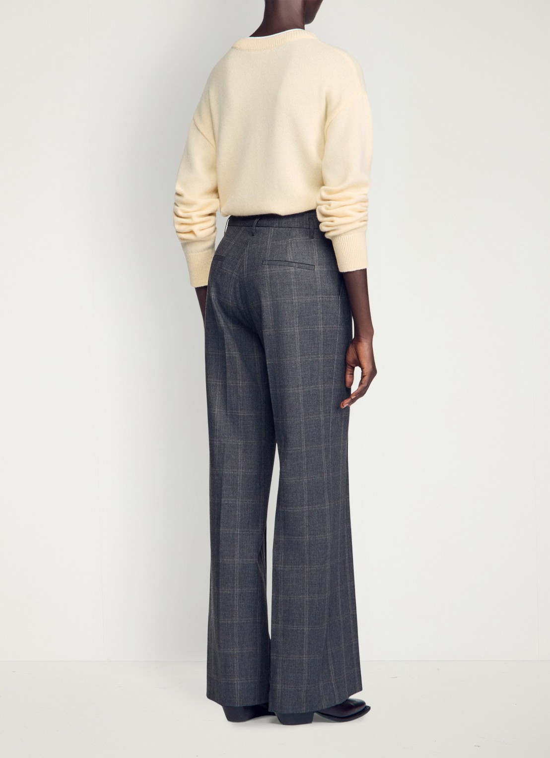 Sandro High waist straight fit pantalon in wolblend - achterkant grijs