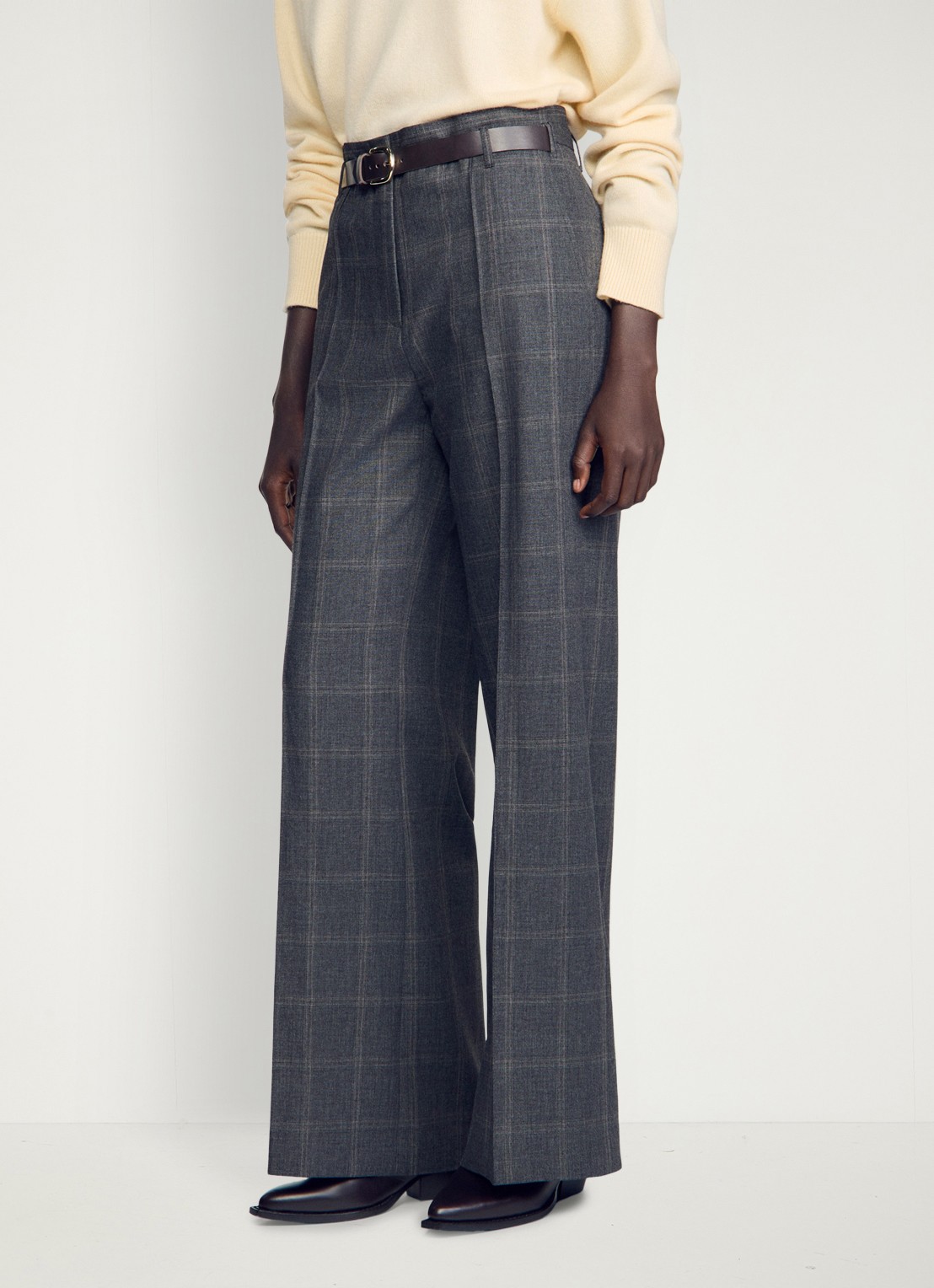 Sandro High waist straight fit pantalon in wolblend - detail 4 grijs