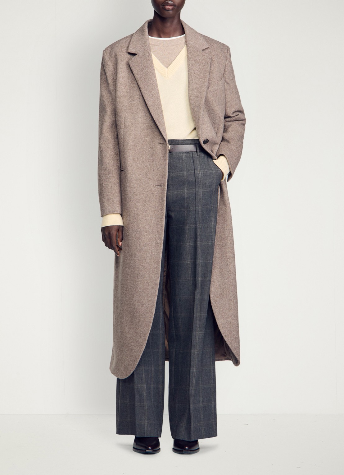 Sandro High waist straight fit pantalon in wolblend - detail 5 grijs