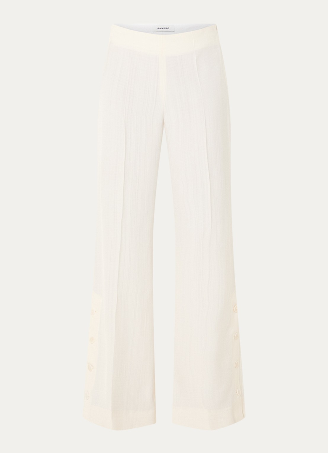 Sandro High waist straight fit pantalon met knoop detail - voorkant 3 ivoor
