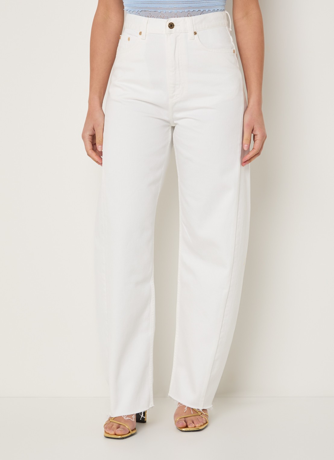 Sandro High waist straight leg jeans met gekleurde wassing - detail wit