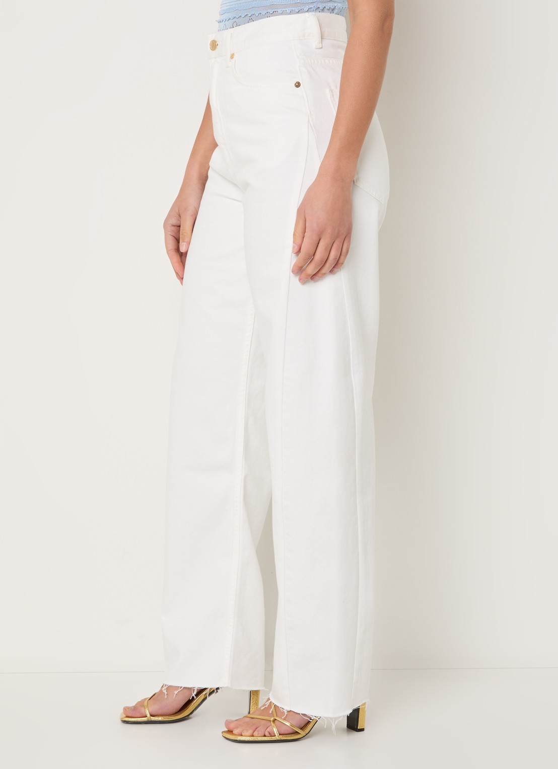Sandro High waist straight leg jeans met gekleurde wassing - detail 2 wit