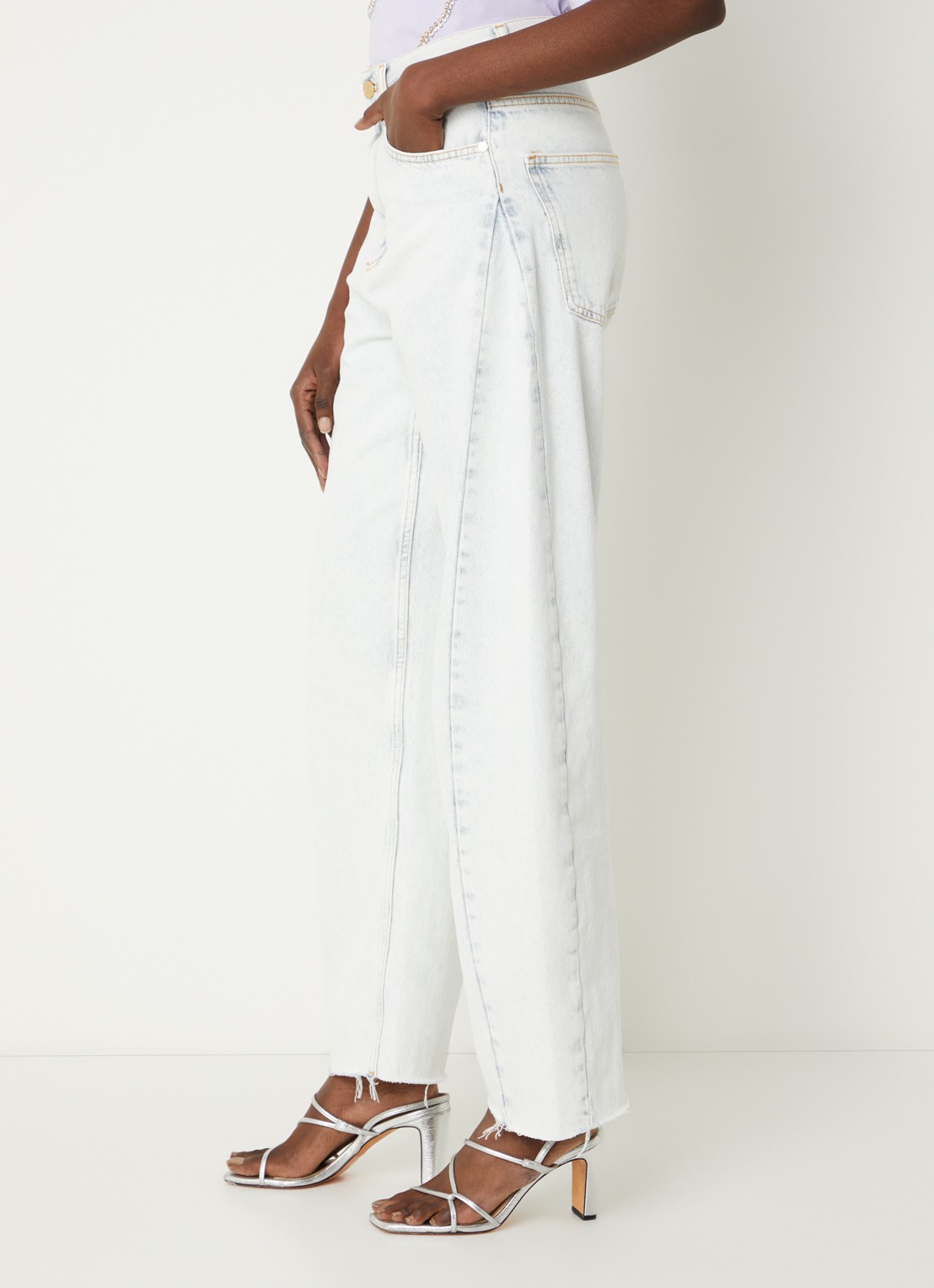 Sandro High waist straight leg jeans met lichte wassing - detail 5 indigo