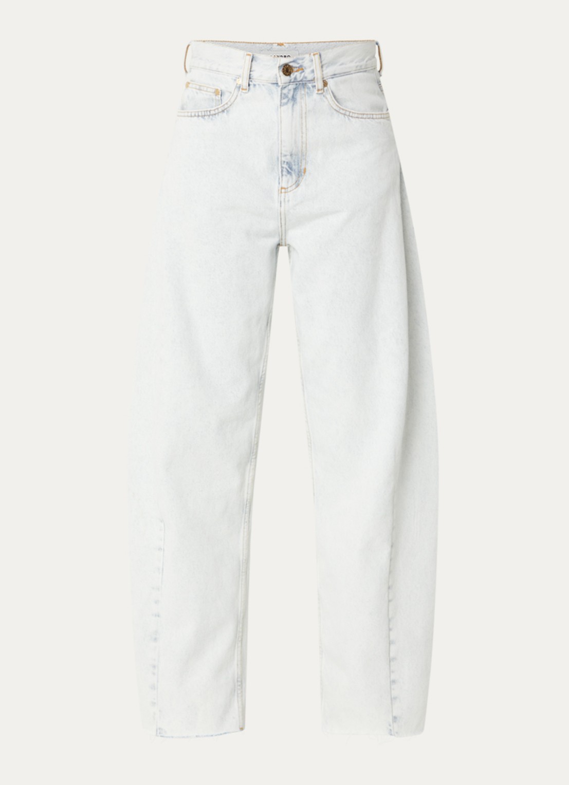 Sandro High waist straight leg jeans met lichte wassing - voorkant indigo