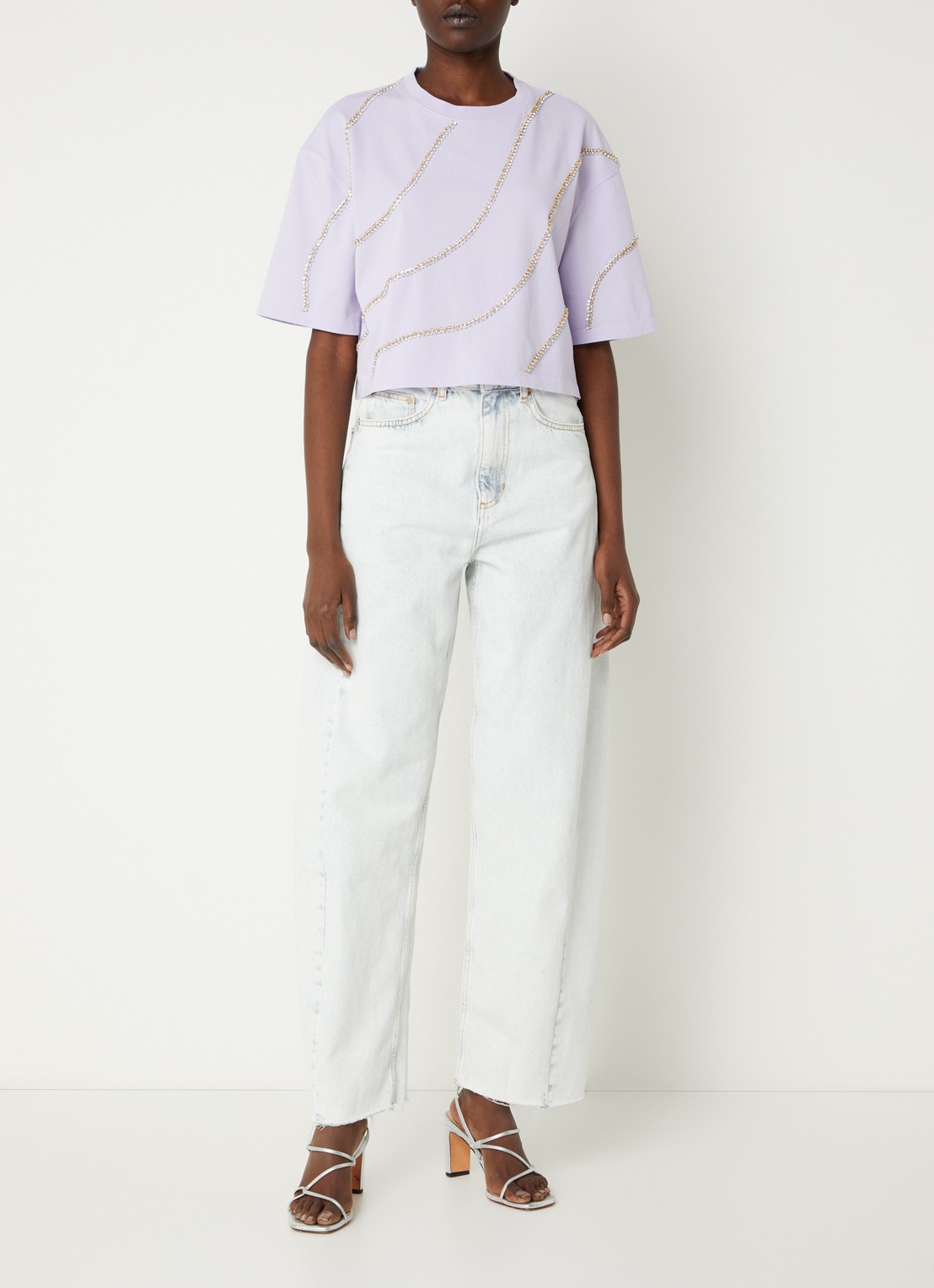 Sandro High waist straight leg jeans met lichte wassing - voorkant 2 indigo