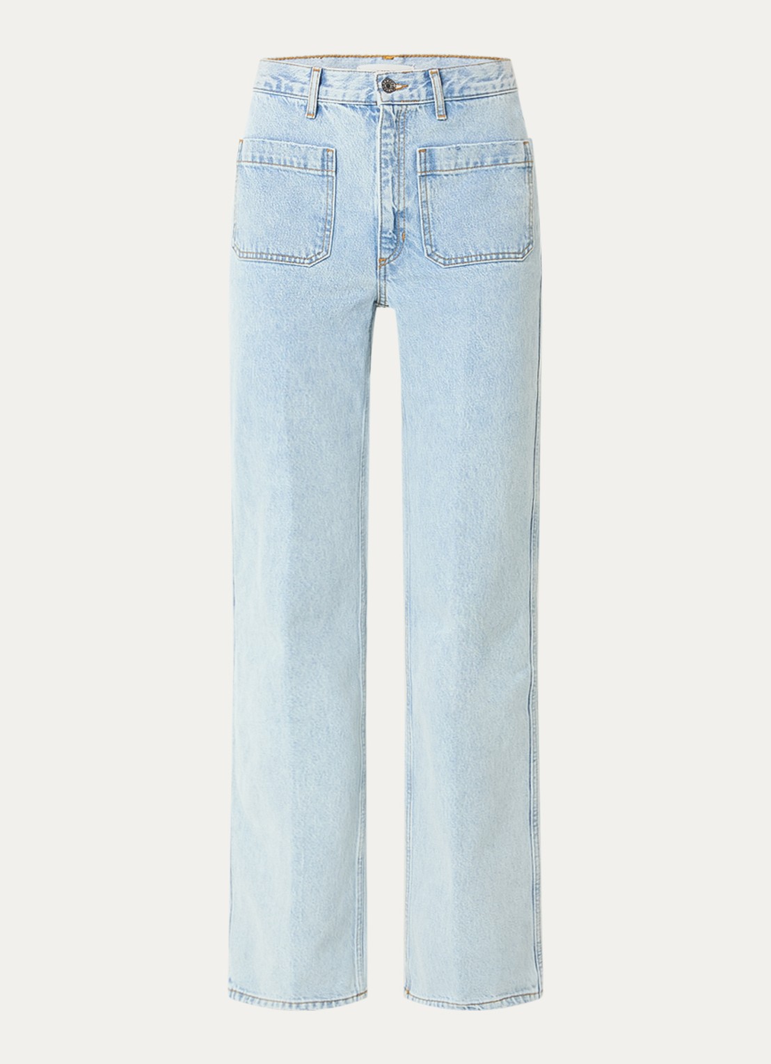 Sandro High waist straight leg jeans met lichte wassing - voorkant indigo