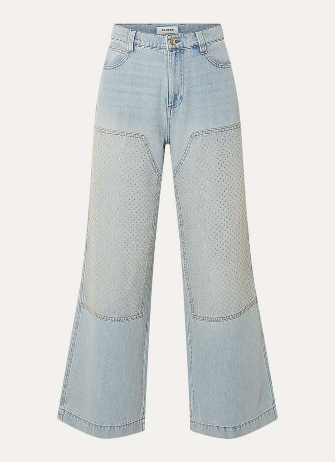 Sandro High waist straight leg jeans met strass - voorkant 2 indigo