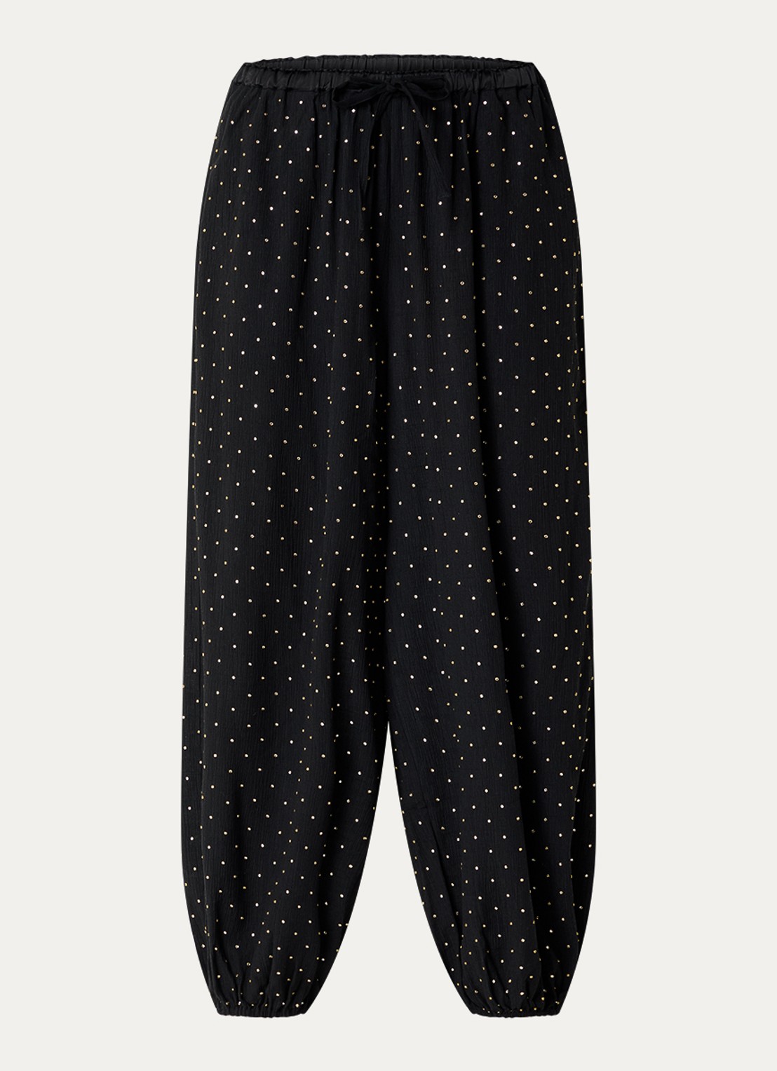 Sandro High waist tapered fit broek met strass - voorkant 3 zwart