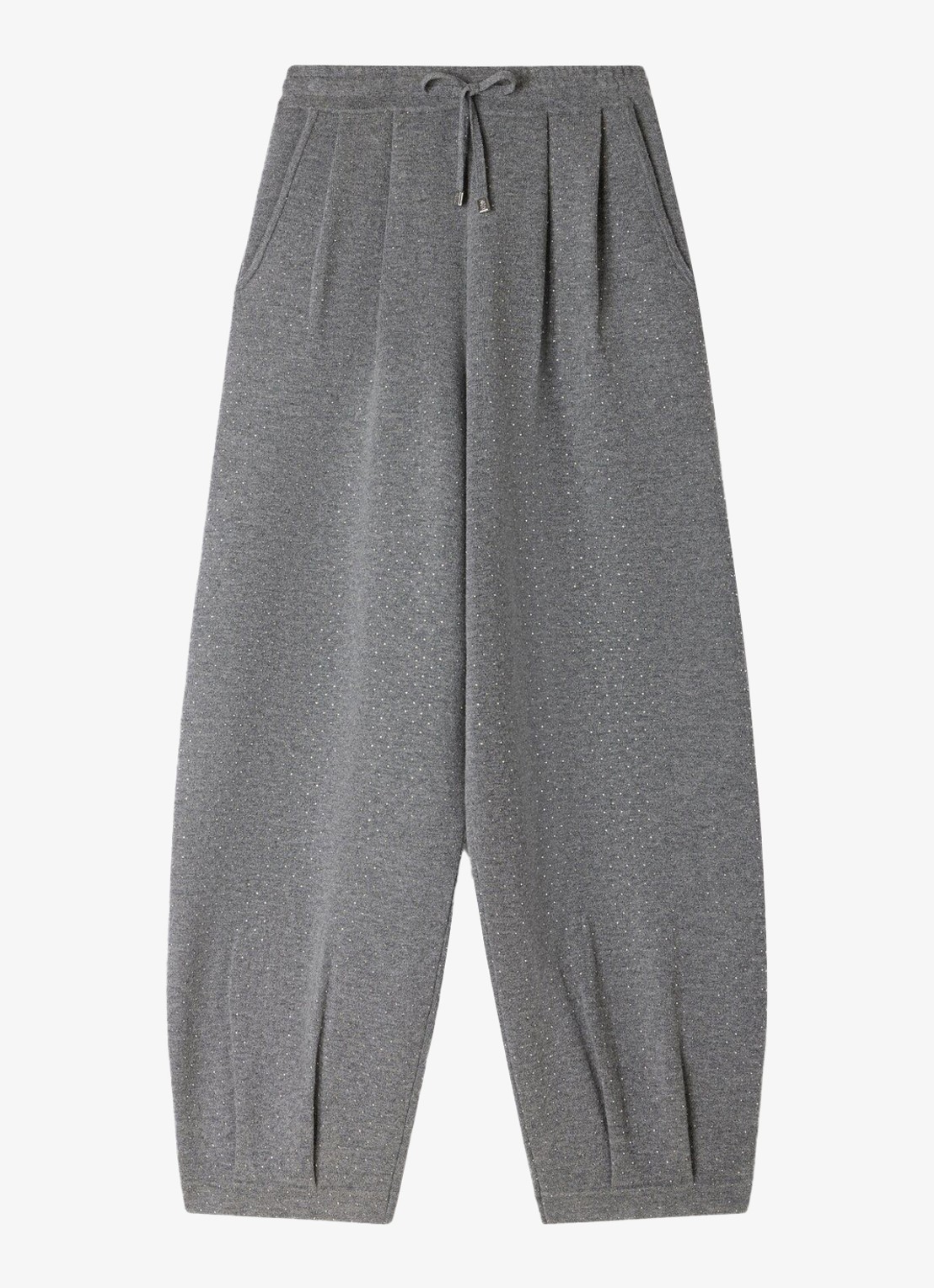 Sandro High waist tapered fit joggingbroek in wolblend - voorkant grijs