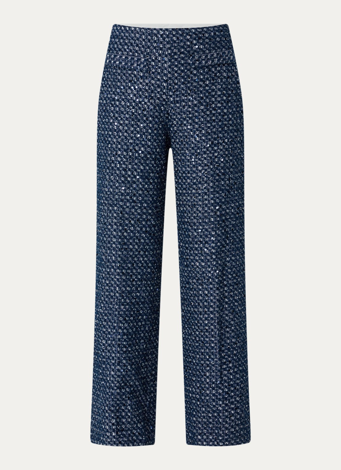 Sandro High waist wide fit broek met pailletten - voorkant 3 donkerblauw